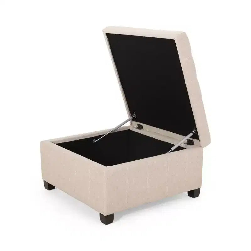 TUYOHW 31 Square Storage Bench,End of Bed Ottoman Bench with Button-Tufted Lid,Ottoman for Living Room,Entryway