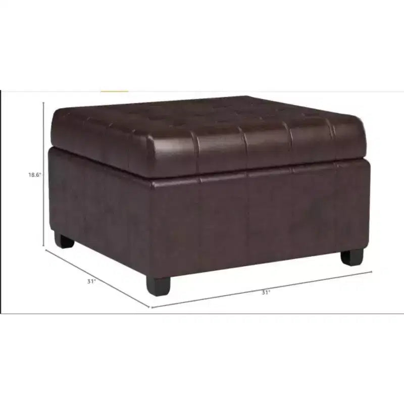 TUYOHW 31 Square Storage Bench,End of Bed Ottoman Bench with Button-Tufted Lid,Ottoman for Living Room,Entryway