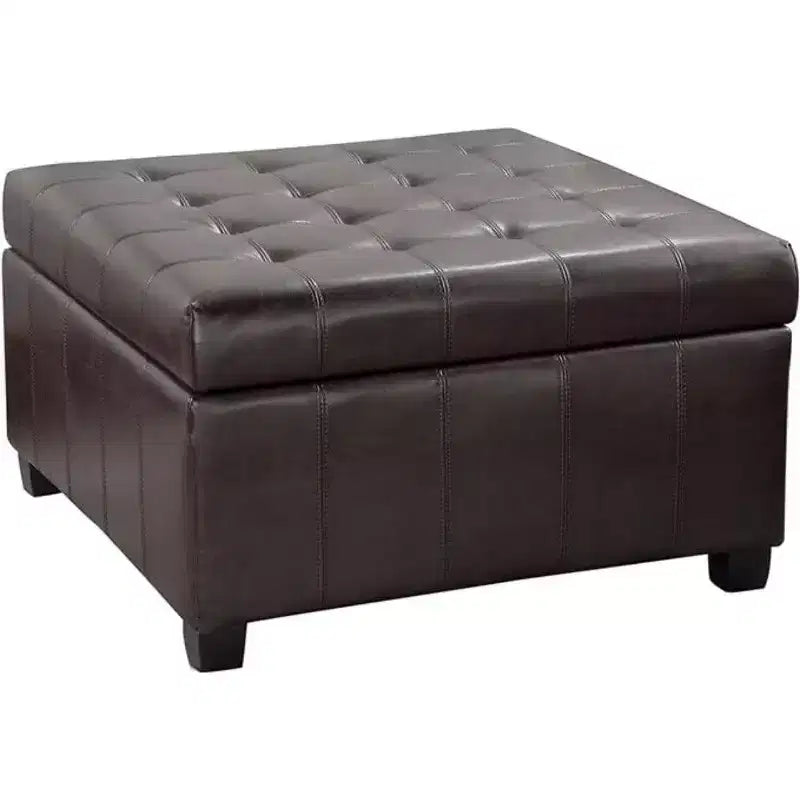 TUYOHW 31 Square Storage Bench,End of Bed Ottoman Bench with Button-Tufted Lid,Ottoman for Living Room,Entryway