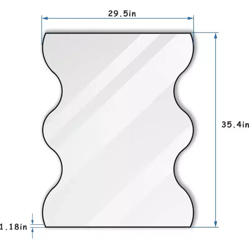 TUYOHW 30x35 Inch Wall Mount Bathroom Mirror,Modern Rectangular Wall Mount Vanity Mirror with 2 Wavy Sides for Bathroom,Bedroom