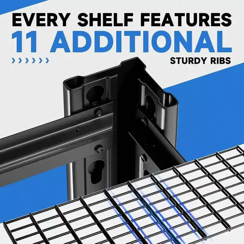 4 Tier 40 Inchx 19 Inch Dx 60 Inch H Heavy Duty Metal Garage Shelf Load 2200LBS Black Industrial Storage Shelves Adjustable