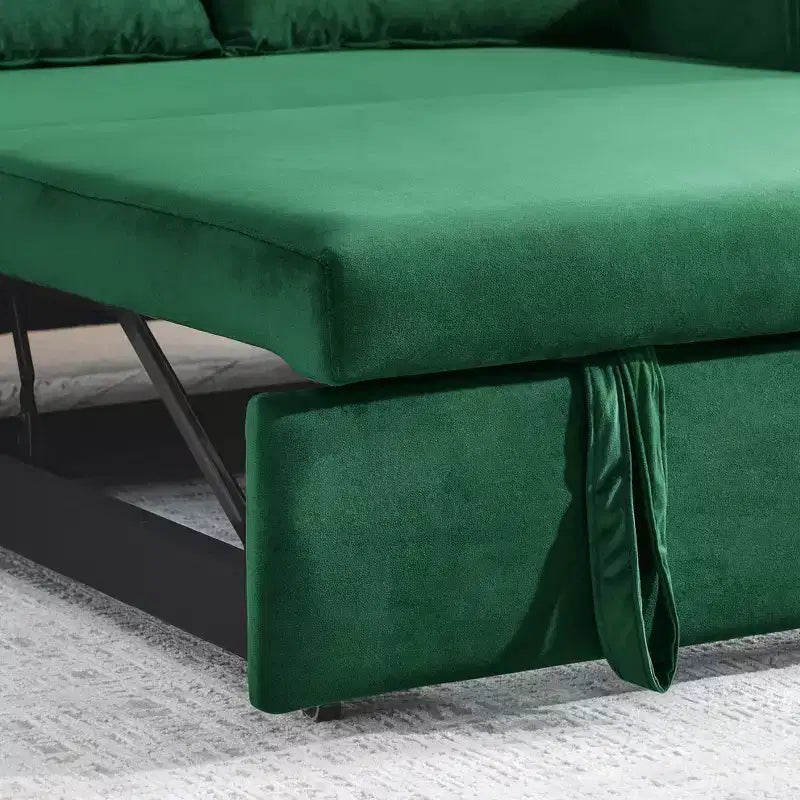 GDFStudio Vynn 55 Modern Convertible Velvet Upholstered Sofa Bed with 2 Pillows and Detachable Arm Pockets