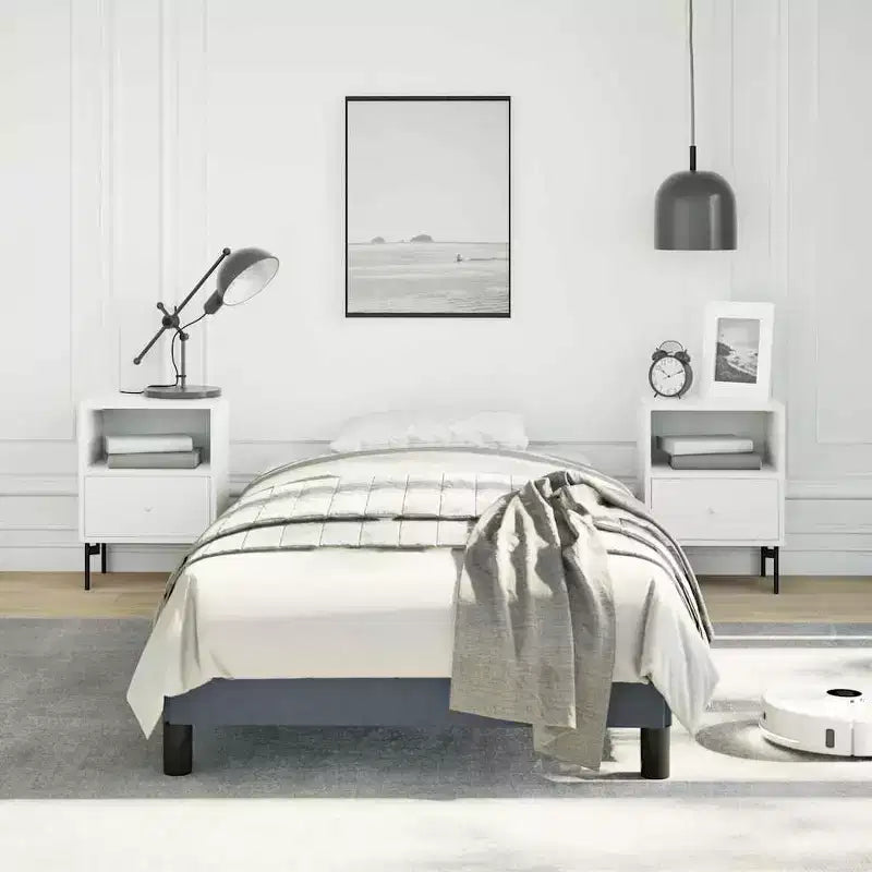Bed Frame Dark gray Velvet (100% polyester), Plywood, Engineered wood