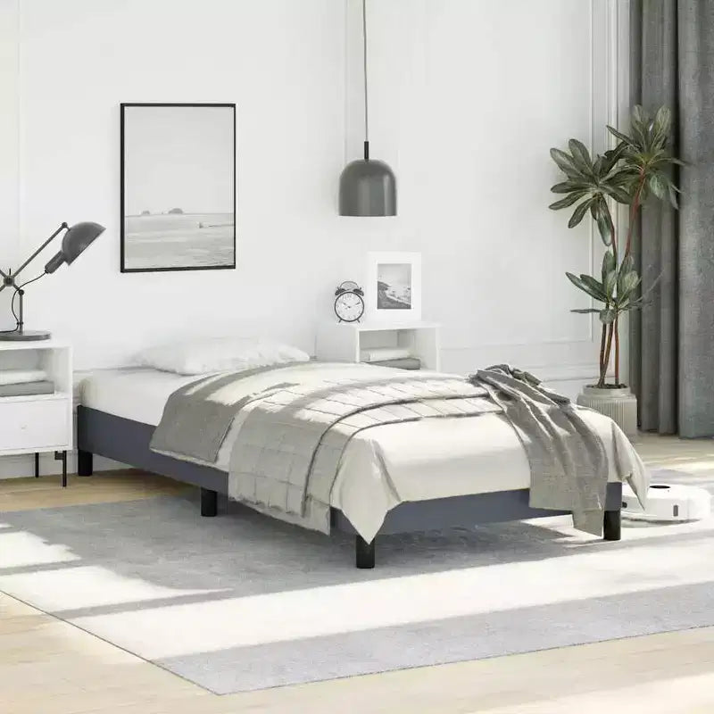 Bed Frame Dark gray Velvet (100% polyester), Plywood, Engineered wood