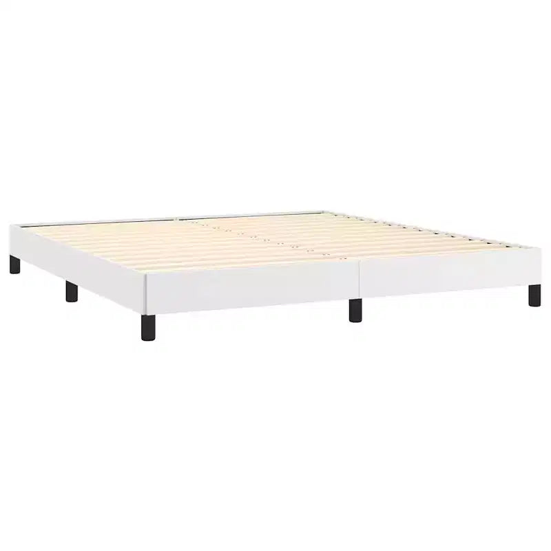 Bed Frame White Faux leather, plywood, engineered wood King