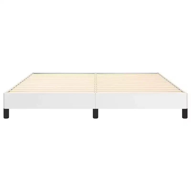 Bed Frame White Faux leather, plywood, engineered wood King