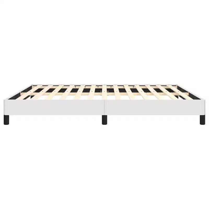 Bed Frame White Faux leather, plywood, engineered wood King