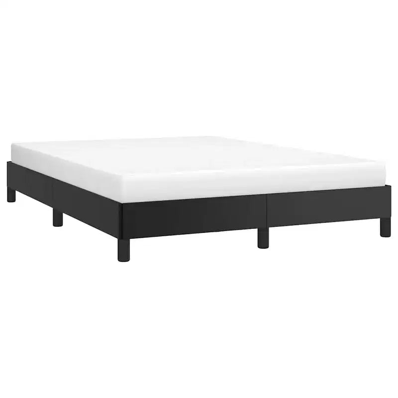Bed Frame Black Faux leather, plywood, engineered wood Full
