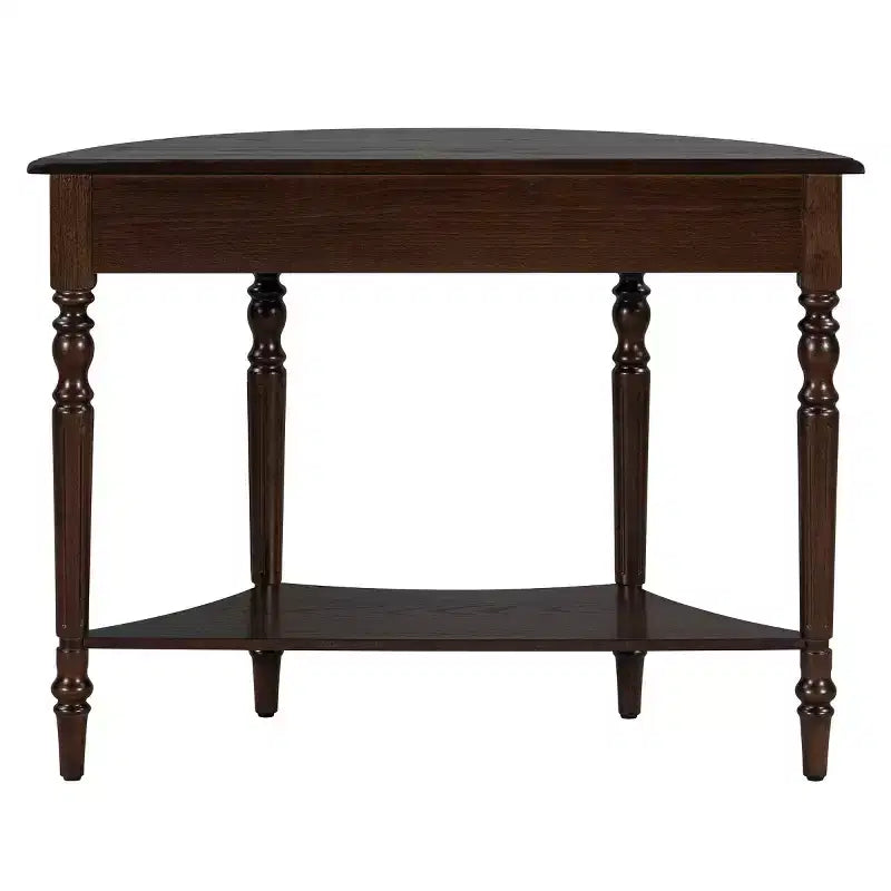 39 French Country Half Moon Console Table, Farmhouse Demilune Entryway Table with Drawer & Storage Shelf - Panipeachy