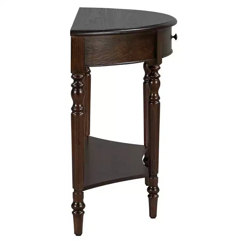 39 French Country Half Moon Console Table, Farmhouse Demilune Entryway Table with Drawer & Storage Shelf - Panipeachy