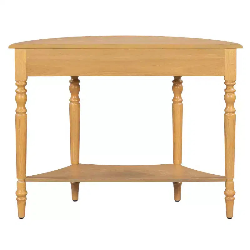 39 French Country Half Moon Console Table, Farmhouse Demilune Entryway Table with Drawer & Storage Shelf - Panipeachy