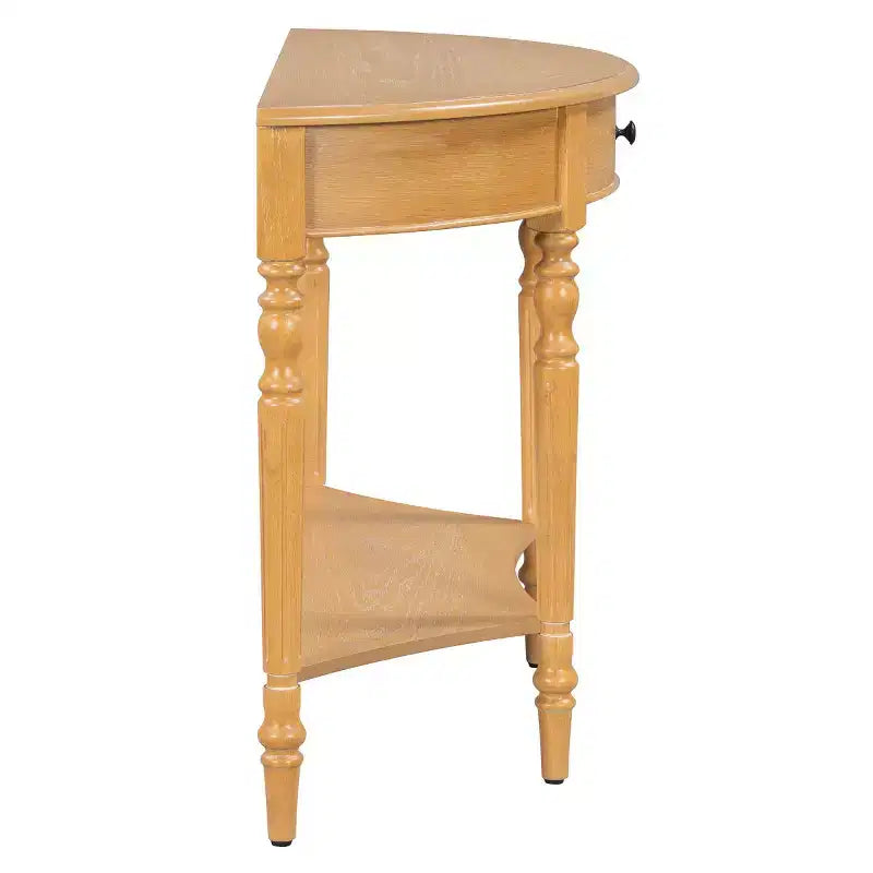 39 French Country Half Moon Console Table, Farmhouse Demilune Entryway Table with Drawer & Storage Shelf - Panipeachy