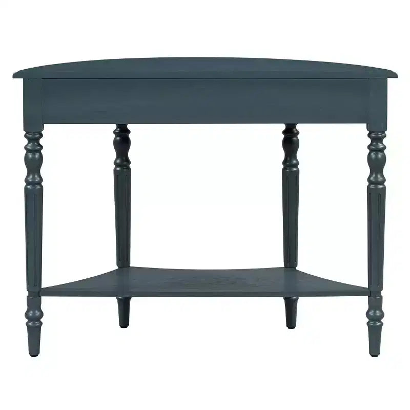 39 French Country Half Moon Console Table, Farmhouse Demilune Entryway Table with Drawer & Storage Shelf - Panipeachy