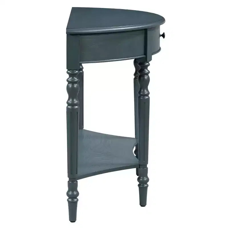 39 French Country Half Moon Console Table, Farmhouse Demilune Entryway Table with Drawer & Storage Shelf - Panipeachy