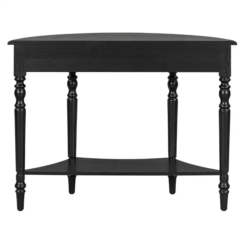 39 French Country Half Moon Console Table, Farmhouse Demilune Entryway Table with Drawer & Storage Shelf - Panipeachy
