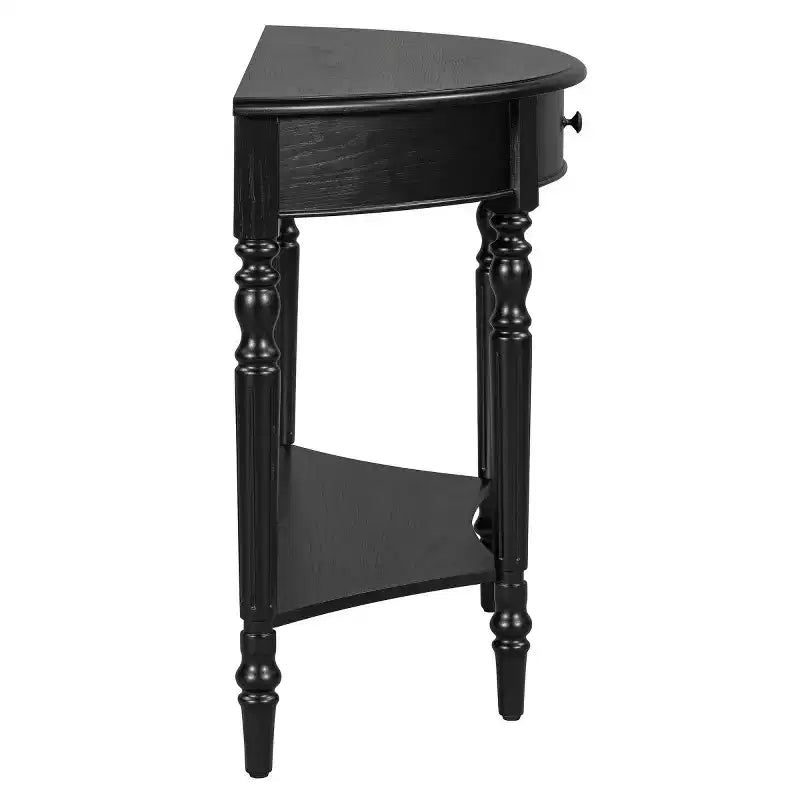 39 French Country Half Moon Console Table, Farmhouse Demilune Entryway Table with Drawer & Storage Shelf - Panipeachy