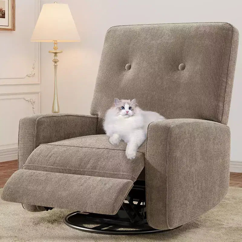Acekool Oversized Swivel Rocker Recliner Chair, Linen, 360 Glider Recliner for Living Room, Bedroom