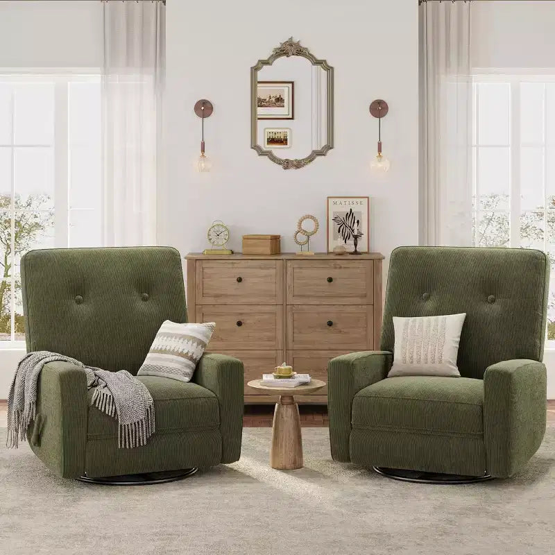 Acekool Oversized Swivel Rocker Recliner Chair, Linen, 360 Glider Recliner for Living Room, Bedroom