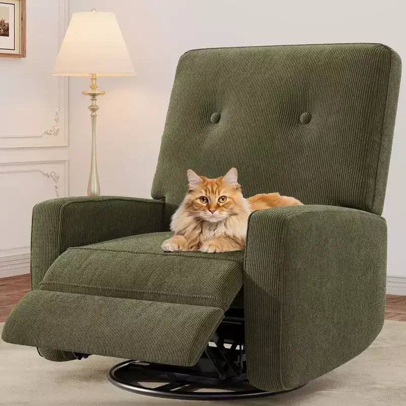 Acekool Oversized Swivel Rocker Recliner Chair, Linen, 360 Glider Recliner for Living Room, Bedroom