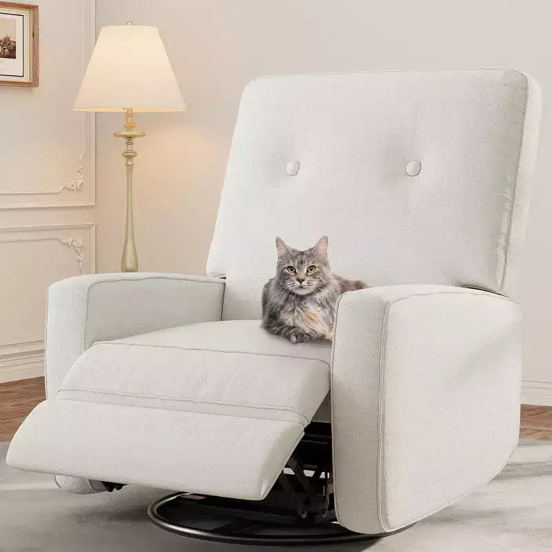 Acekool Oversized Swivel Rocker Recliner Chair, Linen, 360 Glider Recliner for Living Room, Bedroom