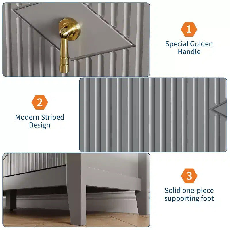 Fluted 6 Drawers Dresser for Bedroom, 54 Wide Modern Chest of Drawers with Metal Handle, Wooden Dresser Organizer