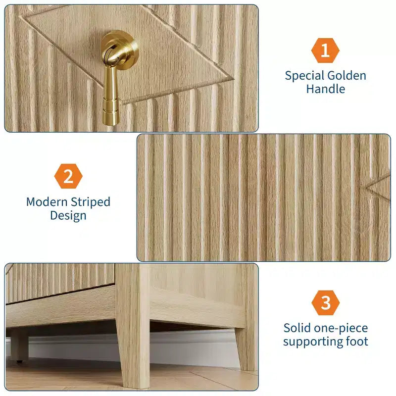 Fluted 6 Drawers Dresser for Bedroom, 54 Wide Modern Chest of Drawers with Metal Handle, Wooden Dresser Organizer