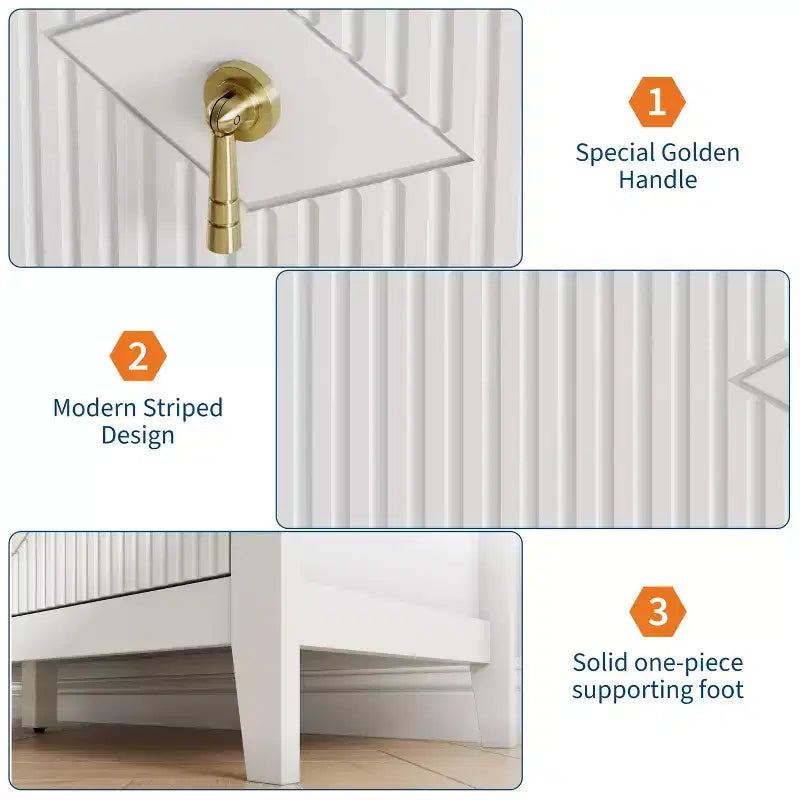 Fluted 6 Drawers Dresser for Bedroom, 54 Wide Modern Chest of Drawers with Metal Handle, Wooden Dresser Organizer