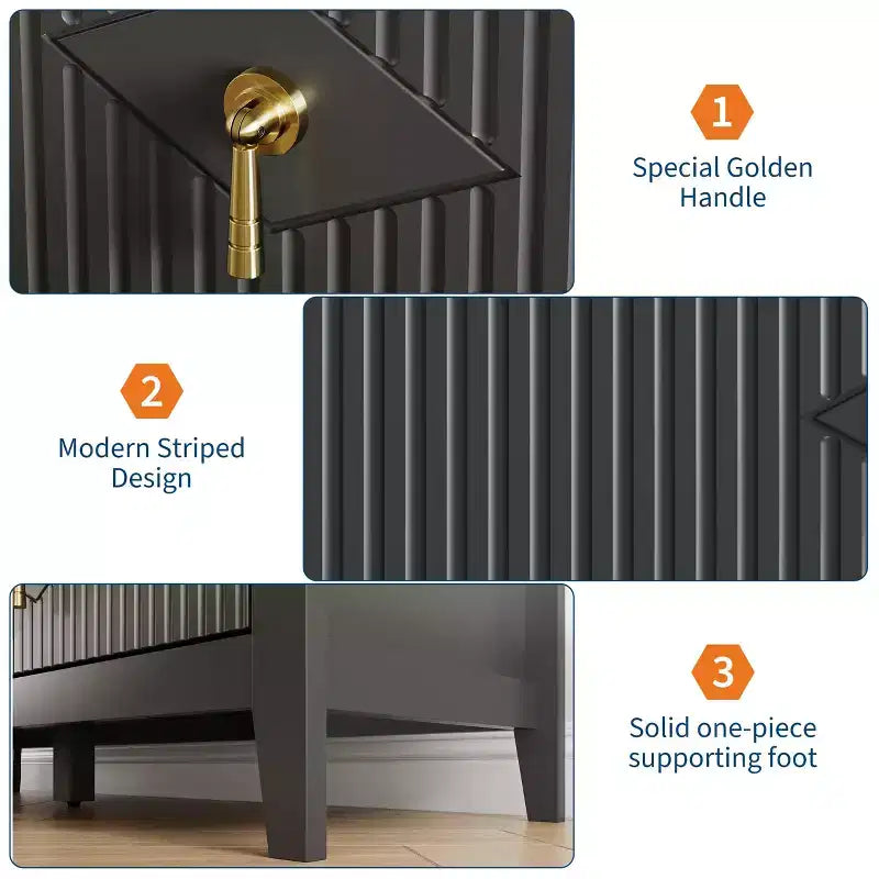 Fluted 6 Drawers Dresser for Bedroom, 54 Wide Modern Chest of Drawers with Metal Handle, Wooden Dresser Organizer
