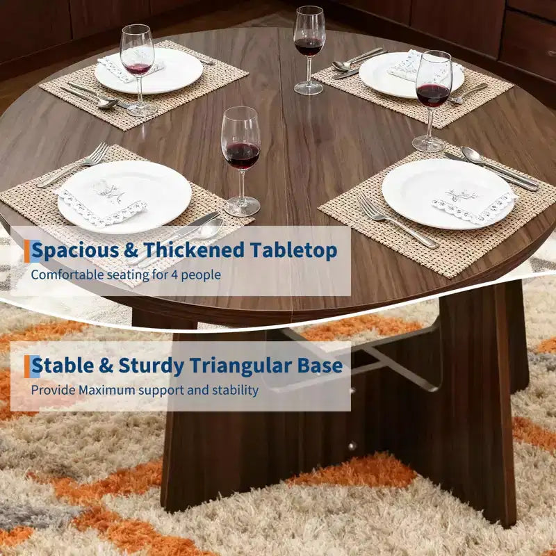 COZONY 43.3 Round Dining Table for 4, Wood Kitchen Table with Cross Base, Farmhouse Style Dining Table for Home, Kitchen, Small Spaces