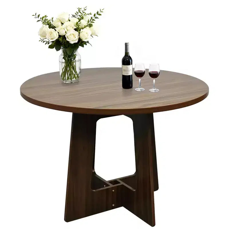 COZONY 43.3 Round Dining Table for 4, Wood Kitchen Table with Cross Base, Farmhouse Style Dining Table for Home, Kitchen, Small Spaces