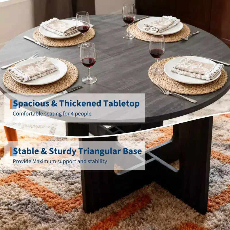 COZONY 43.3 Round Dining Table for 4, Wood Kitchen Table with Cross Base, Farmhouse Style Dining Table for Home, Kitchen, Small Spaces