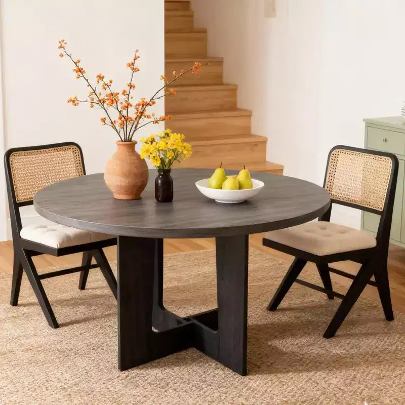 COZONY 43.3 Round Dining Table for 4, Wood Kitchen Table with Cross Base, Farmhouse Style Dining Table for Home, Kitchen, Small Spaces
