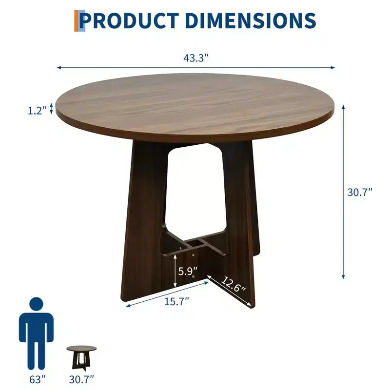 COZONY 43.3 Round Dining Table for 4, Wood Kitchen Table with Cross Base, Farmhouse Style Dining Table for Home, Kitchen, Small Spaces