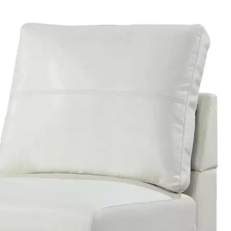 Royal Hampton Modular Armless Lounge Chair, Chrome Metal, White Faux Leather