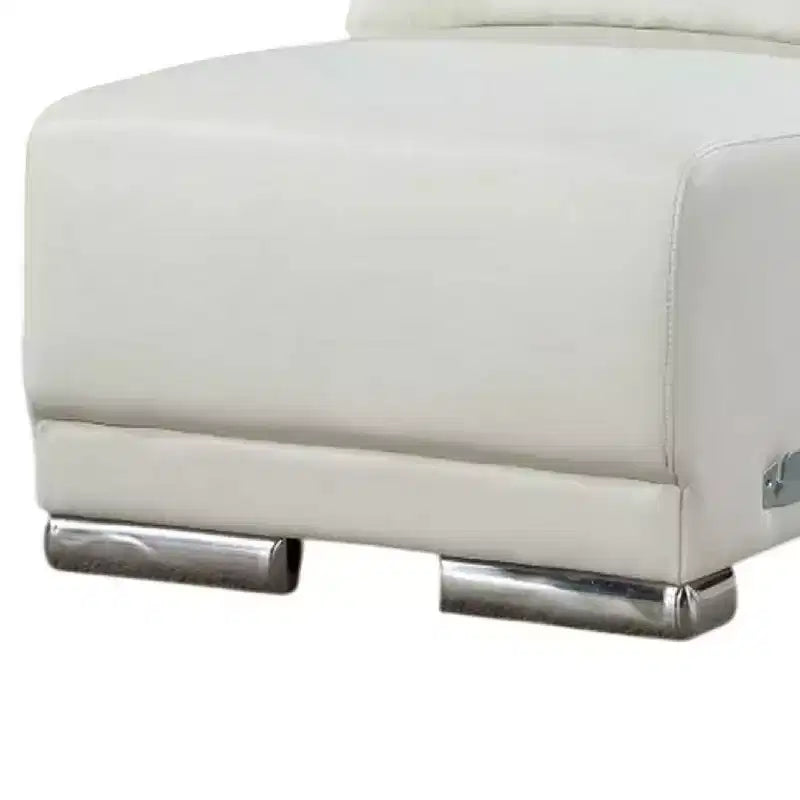 Royal Hampton Modular Armless Lounge Chair, Chrome Metal, White Faux Leather