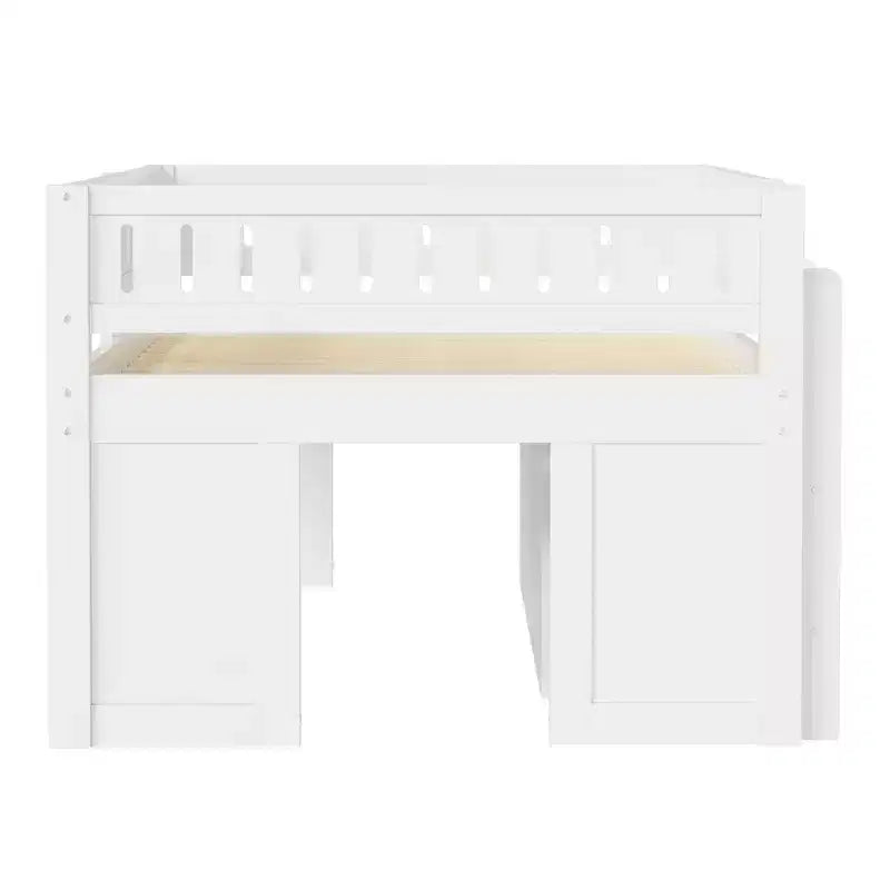 Polibi Full Size Loft Bed with Built-In Storage, Chalkboard Panel & Underbed Play Space