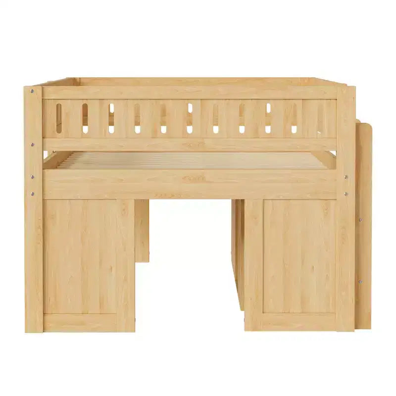 Polibi Full Size Loft Bed with Built-In Storage, Chalkboard Panel & Underbed Play Space