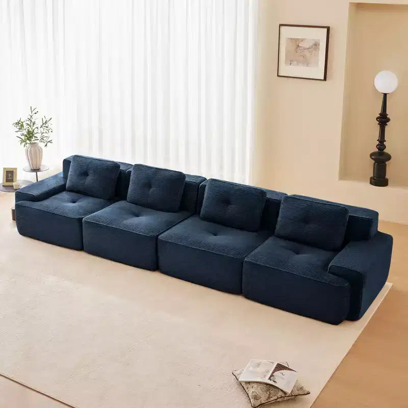 PexFix Modern Modular Sectional Sofa for Living Room Corduroy Fabric 4-Seater Couch with Deep Seat Buckle Connection No Assembly Anti-slip