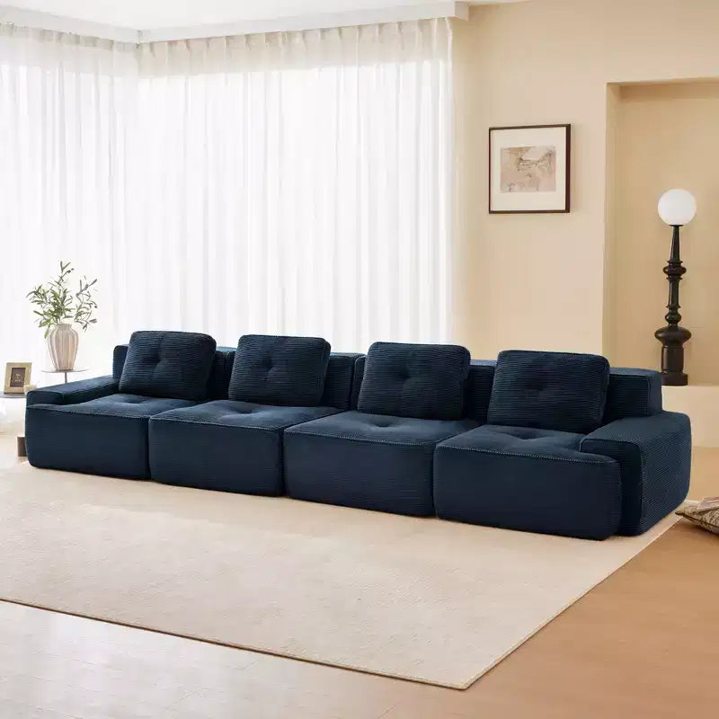 PexFix Modern Modular Sectional Sofa for Living Room Corduroy Fabric 4-Seater Couch with Deep Seat Buckle Connection No Assembly Anti-slip