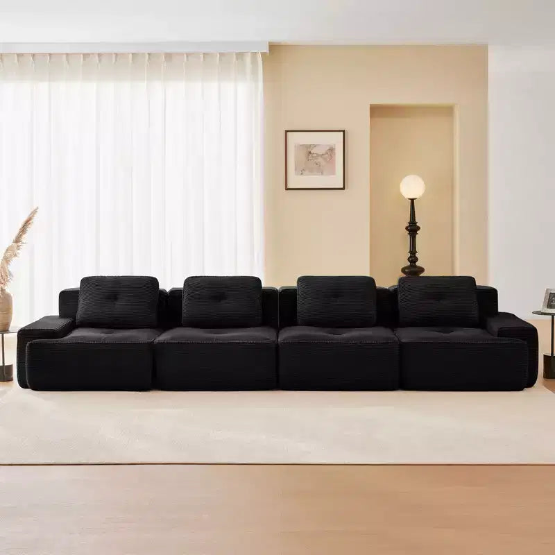 PexFix Modern Modular Sectional Sofa for Living Room Corduroy Fabric 4-Seater Couch with Deep Seat Buckle Connection No Assembly Anti-slip