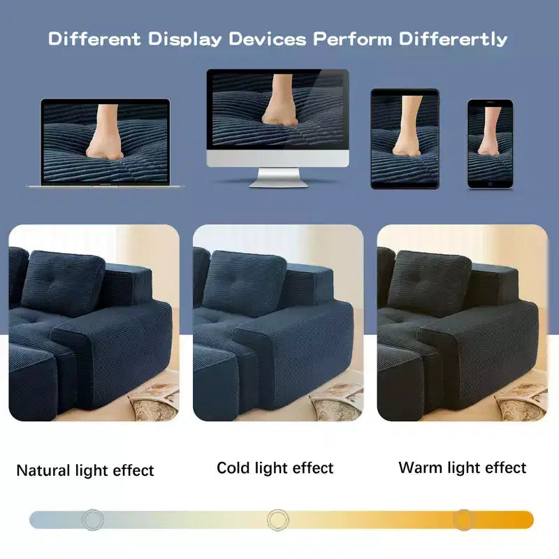 PexFix Modern Modular Sectional Sofa for Living Room Corduroy Fabric 4-Seater Couch with Deep Seat Buckle Connection No Assembly Anti-slip