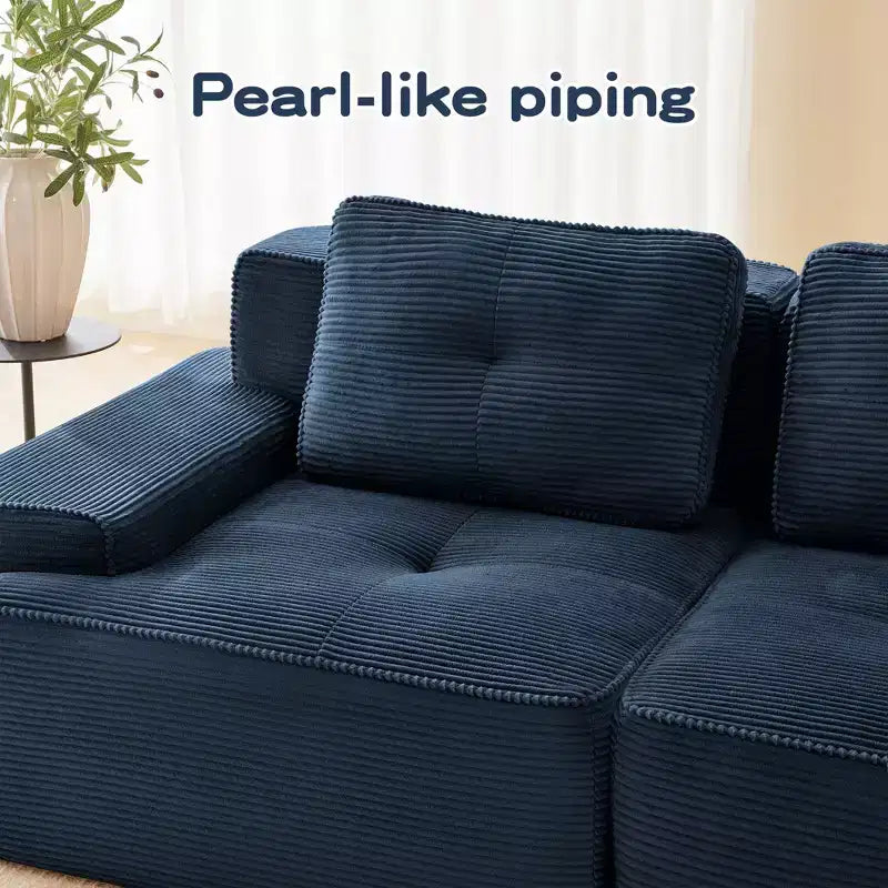 PexFix Modern Modular Sectional Sofa for Living Room Corduroy Fabric 4-Seater Couch with Deep Seat Buckle Connection No Assembly Anti-slip