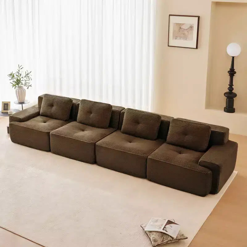 PexFix Modern Modular Sectional Sofa for Living Room Corduroy Fabric 4-Seater Couch with Deep Seat Buckle Connection No Assembly Anti-slip
