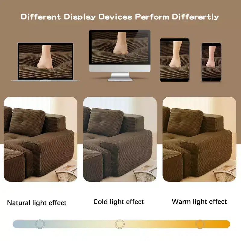 PexFix Modern Modular Sectional Sofa for Living Room Corduroy Fabric 4-Seater Couch with Deep Seat Buckle Connection No Assembly Anti-slip
