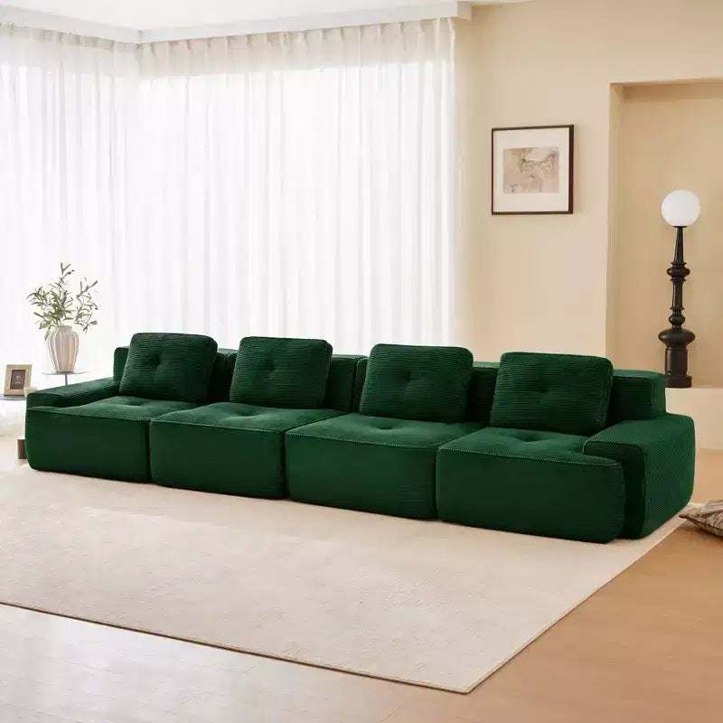 PexFix Modern Modular Sectional Sofa for Living Room Corduroy Fabric 4-Seater Couch with Deep Seat Buckle Connection No Assembly Anti-slip
