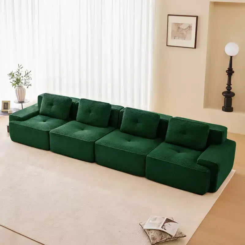 PexFix Modern Modular Sectional Sofa for Living Room Corduroy Fabric 4-Seater Couch with Deep Seat Buckle Connection No Assembly Anti-slip