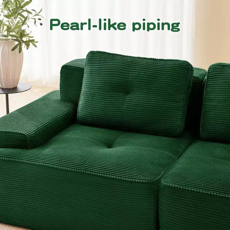PexFix Modern Modular Sectional Sofa for Living Room Corduroy Fabric 4-Seater Couch with Deep Seat Buckle Connection No Assembly Anti-slip