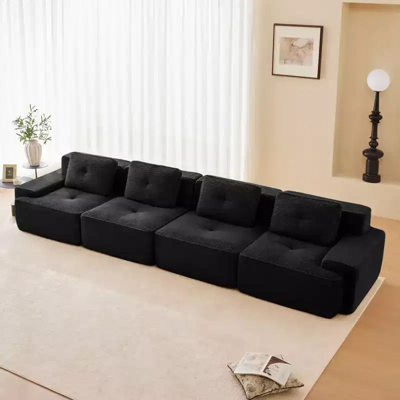 PexFix Modern Modular Sectional Sofa for Living Room Corduroy Fabric 4-Seater Couch with Deep Seat Buckle Connection No Assembly Anti-slip