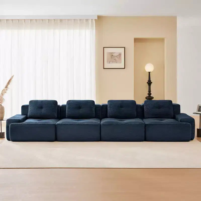 PexFix Modern Modular Sectional Sofa for Living Room Corduroy Fabric 4-Seater Couch with Deep Seat Buckle Connection No Assembly Anti-slip