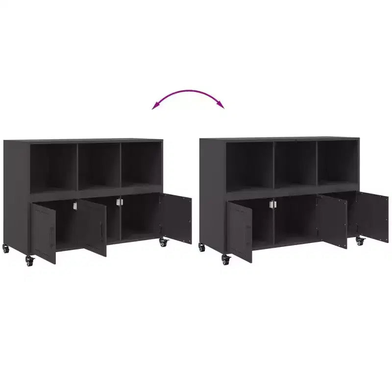 vidaXL Sideboard Black Cold-rolled steel Medium Cabinet Rectangular